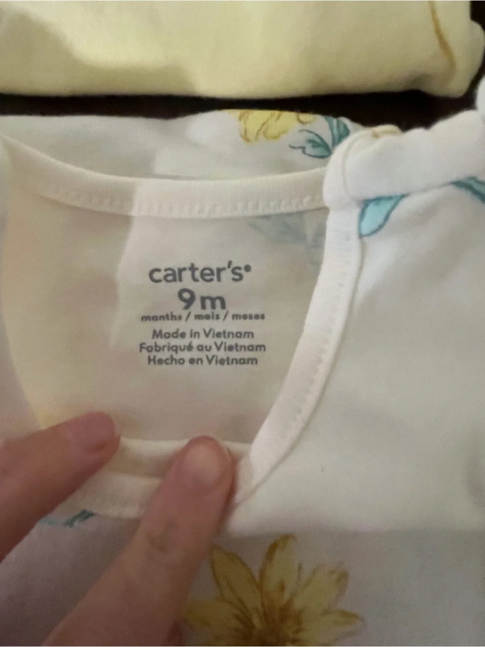 Carter's Yellow & White Floral Ruffle Sleeve Baby Tops Set